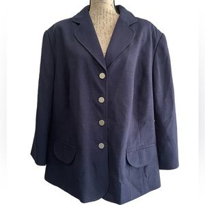 NWT JUDITH HART WOMAN 24 W NAVY BLAZER 100% POLYESTER